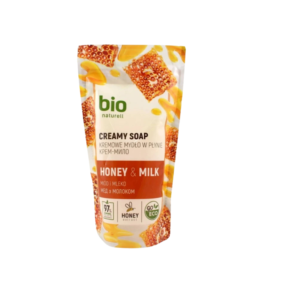 Bio naturell mydlo Mlieko/ Med náhradná náplň 460ml