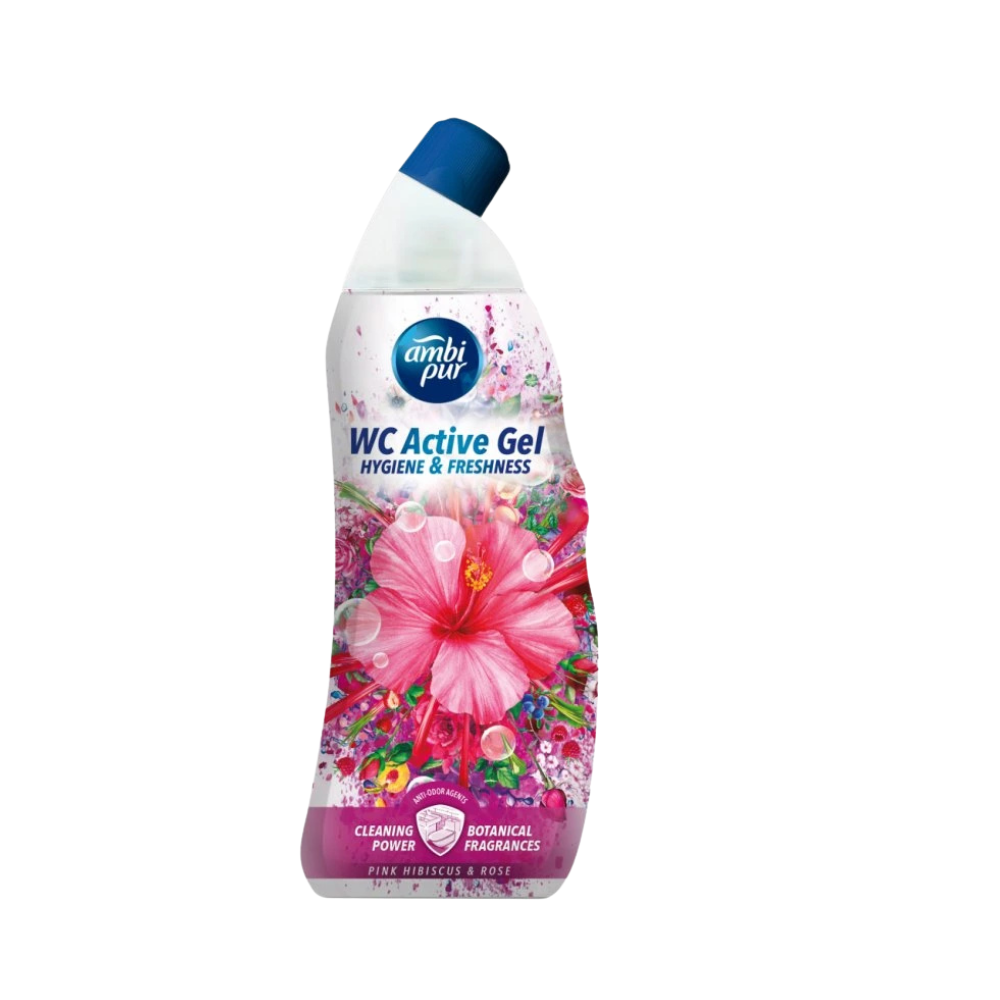 Ambi Pur – WC Active gel, ružový ibištek a ruže 750 ml