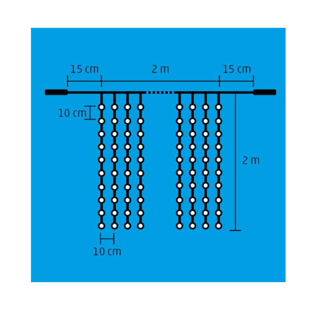 LED záves cencúľ 2x2m, rôzne farby