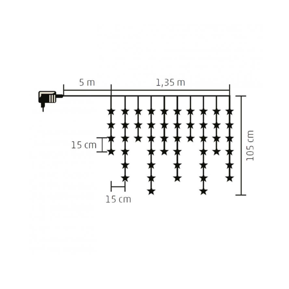 LED svetelný záves hviezda 1,35m, rôzne farby