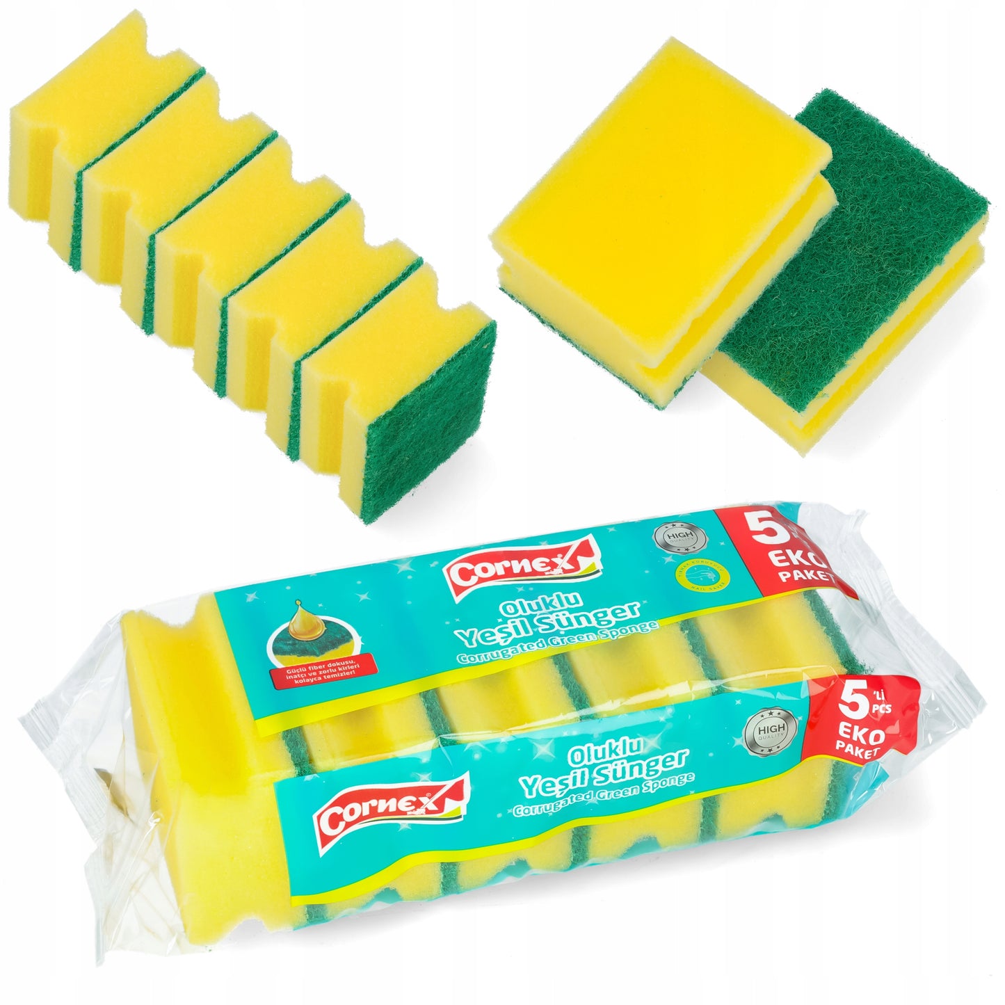 Cornex kuchynské hubky žlté, balenie 5 ks