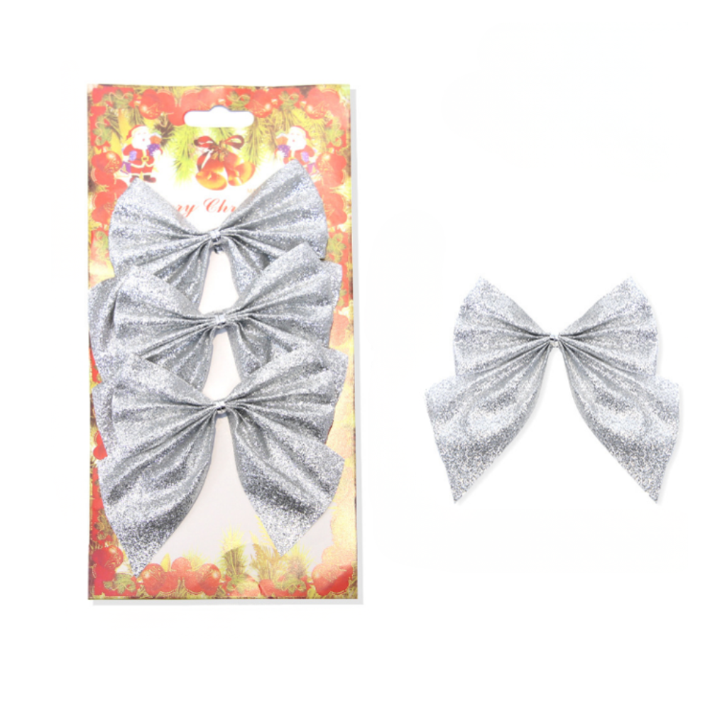 Ozdobné mašle 3ks, strieborná farba