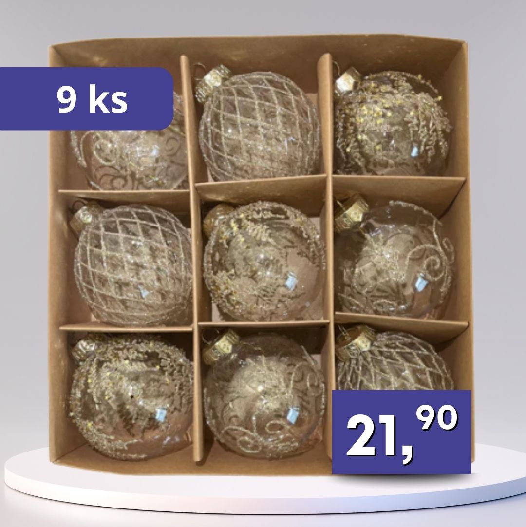 Sada vianočných ozdôb 9ks - biela