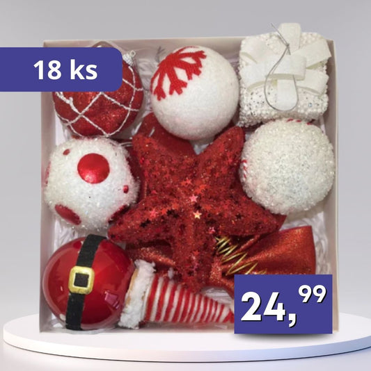 Vianočné ozdoby - 18ks rôzne farby