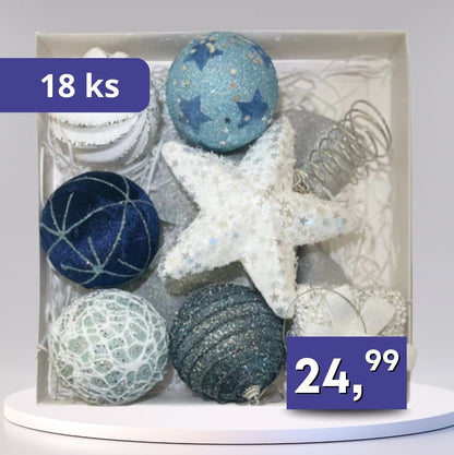 Vianočné ozdoby - 18ks rôzne farby