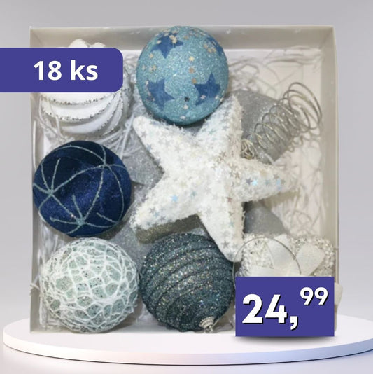 Vianočné ozdoby - 18ks rôzne farby