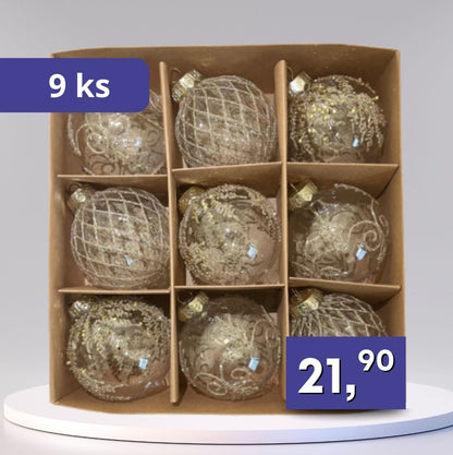 Sada vianočných ozdôb 9ks - rôzne farby