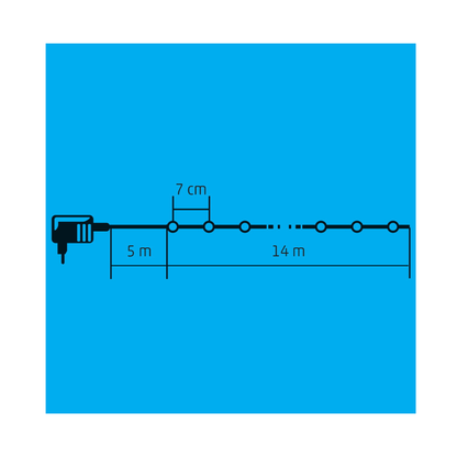LED svietiaca reťaz 14m, studená biela