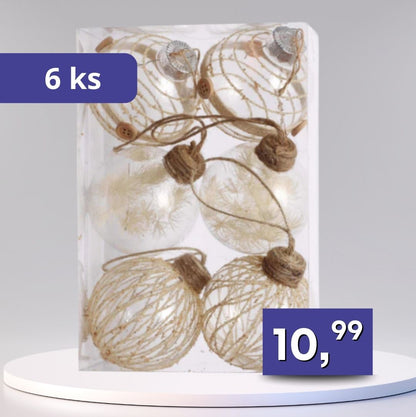 Sada vianočných gúľ - 6ks rôzne farby