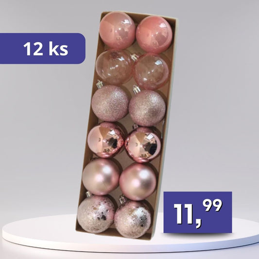 Sada vianočných gúľ - 12ks rôzne farby