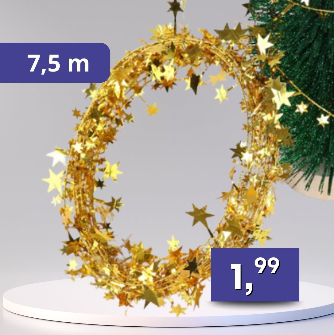 Girlanda s hviezdami - 7,5m rôzne farby