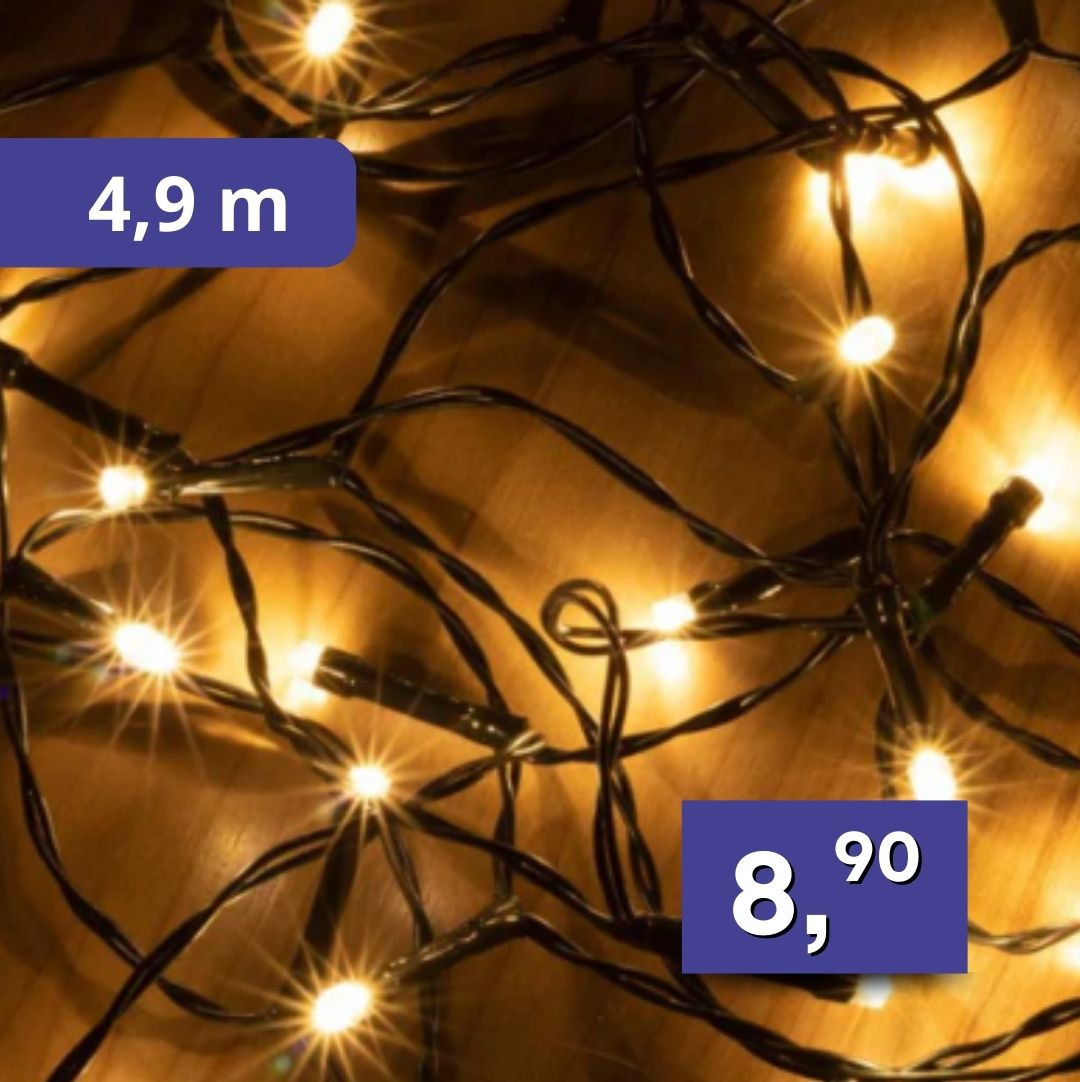 Vianočná LED reťaz na batérie 4,9m, rôzne farby