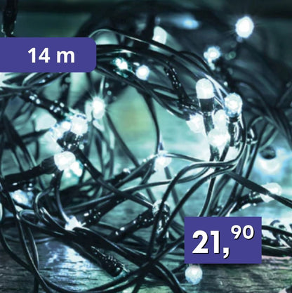 LED svietiaca reťaz 14m, studená biela