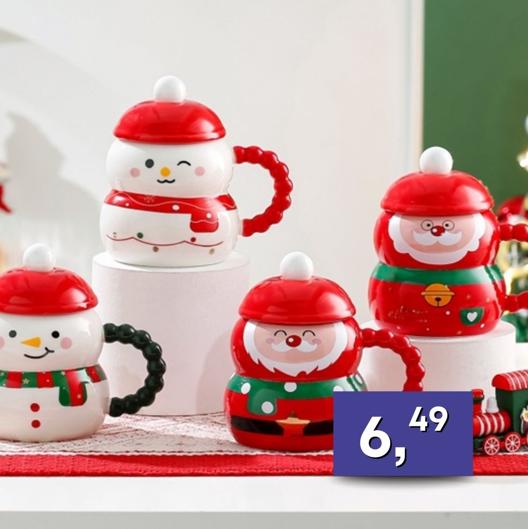 Vianočná šálka Snehuliak - 400ml, rôzne farby