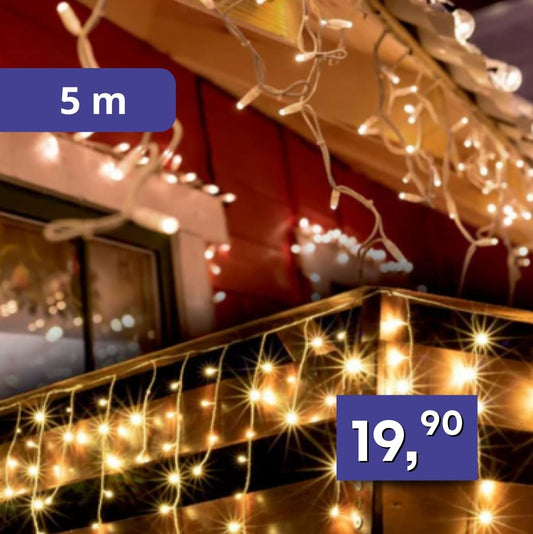 LED svietiaci záves cencúľ 5m, rôzne farby