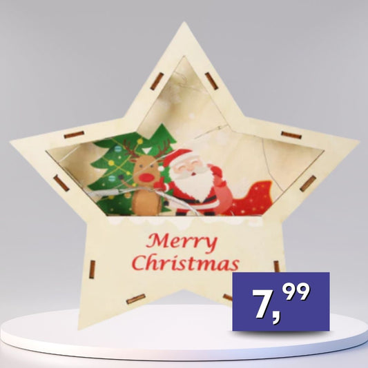 Drevená vianočná LED dekorácia, rôzne druhy