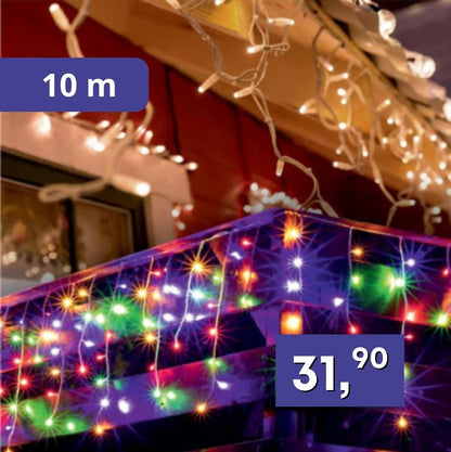 LED svietiaci záves cencúľ 10m, rôzne farby