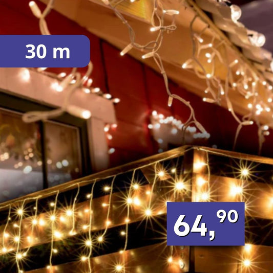 LED svietiaci záves cencúľ 30m, rôzne farby