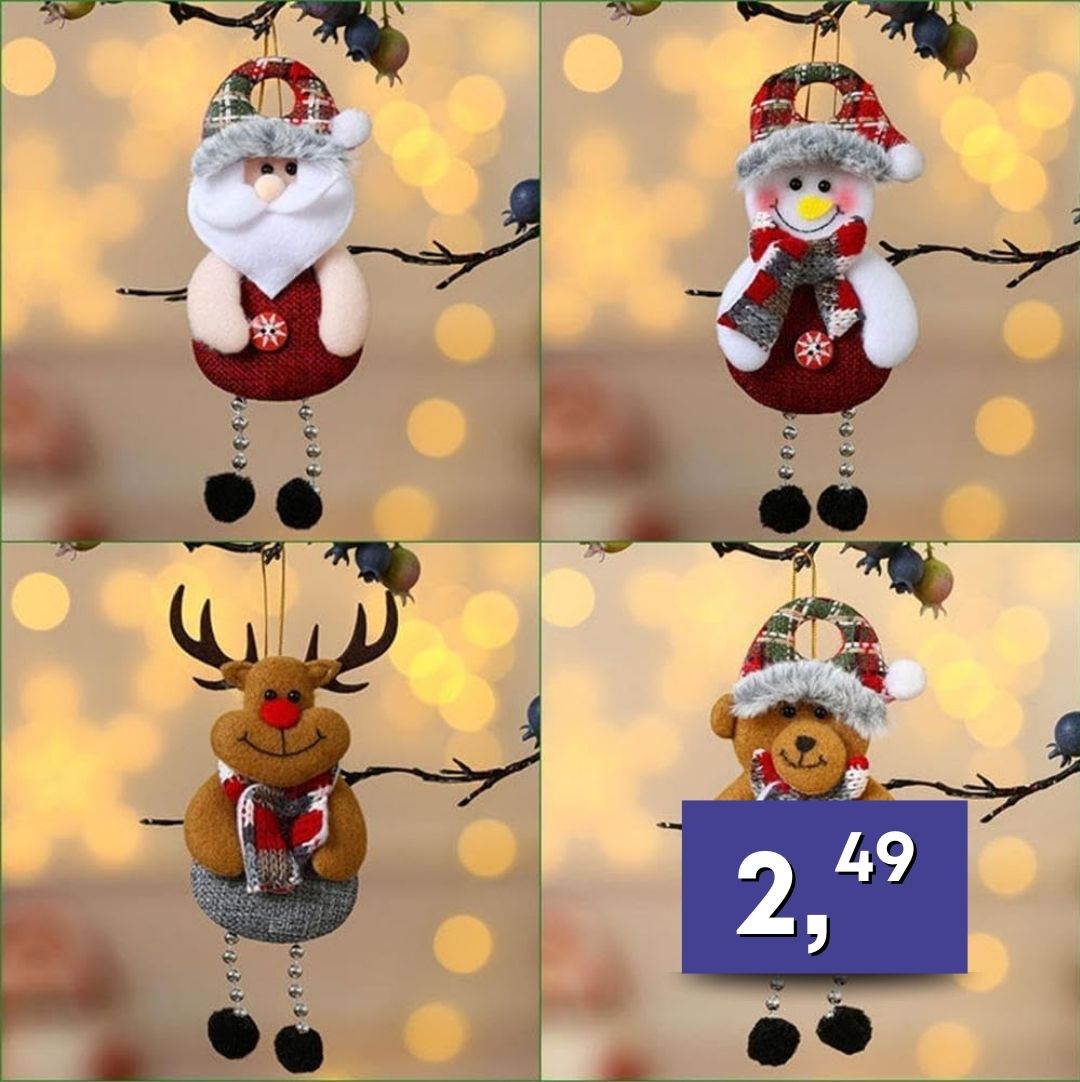 Plyšové vianočné postavičky - rôzne druhy