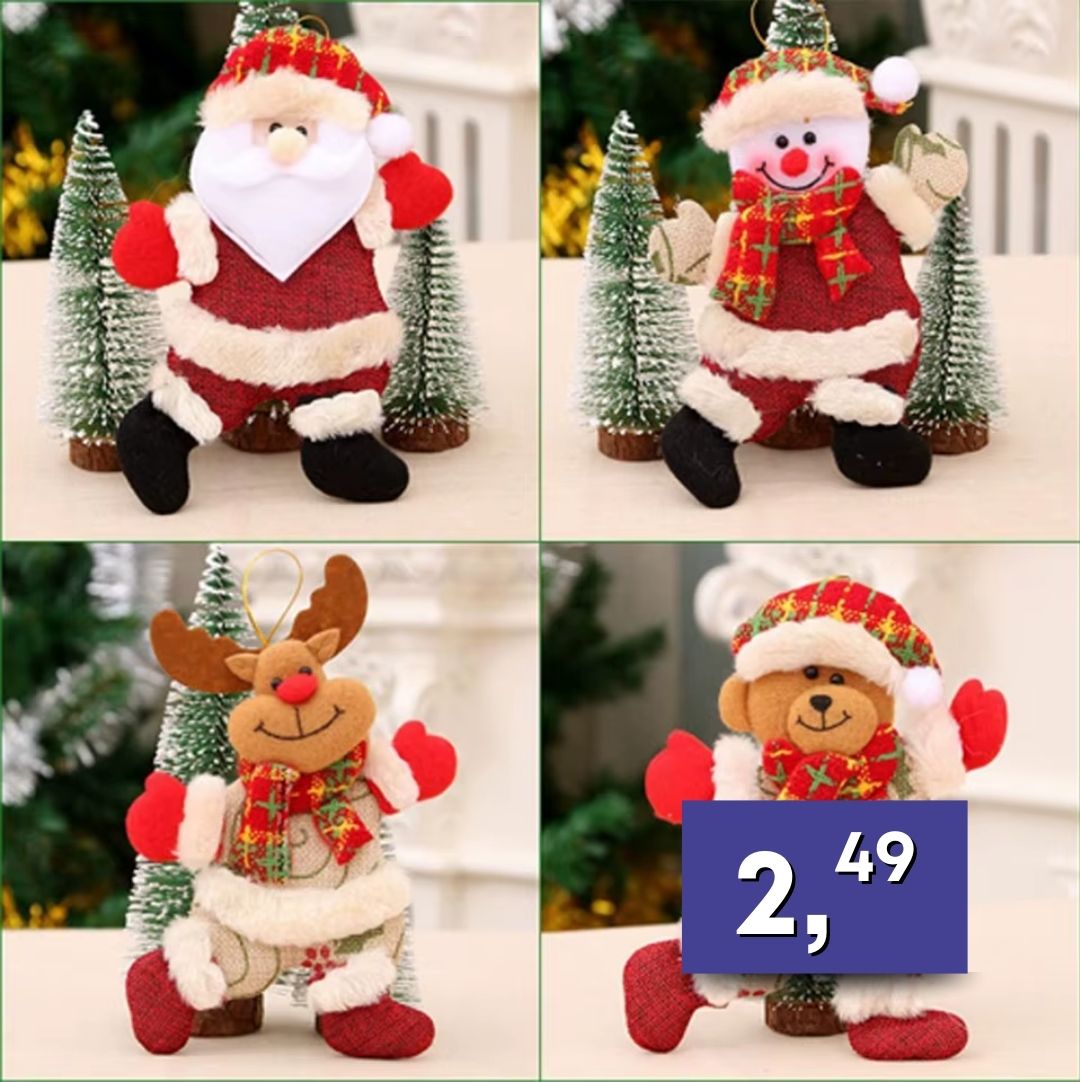 Plyšové vianočné postavičky - rôzne druhy