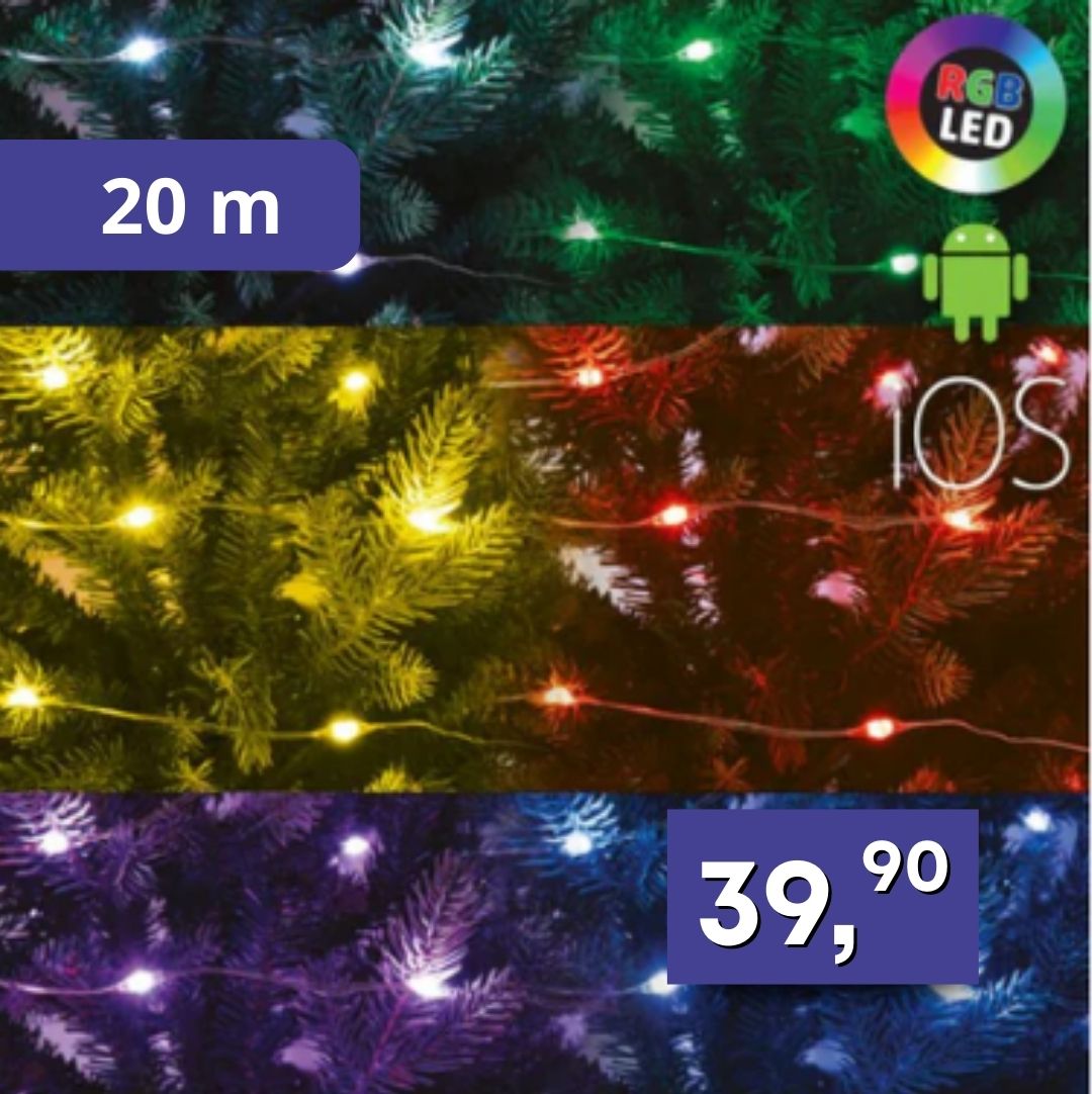 SMART mikro LED svietiaci reťazec 20m