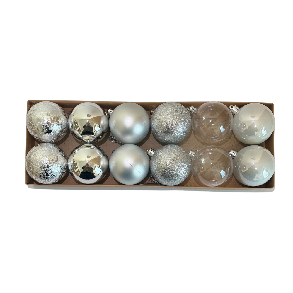 Sada vianočných gúľ - 12ks rôzne farby