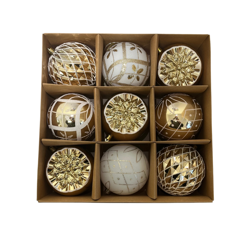 Sada vianočných gúľ - 9ks rôzne farby