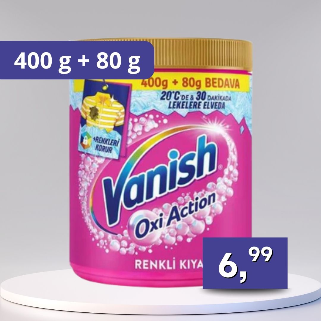 Vanish Oxi Action – prášok 400 g + 80 g grátis, ružový
