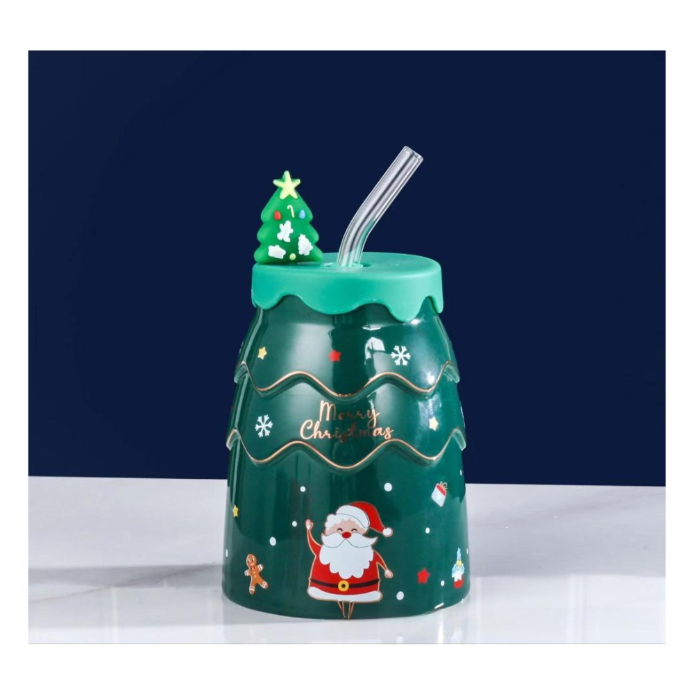 Vianočná šálka so slamkou - 450ml, rôzne farby