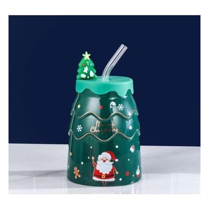 Vianočná šálka so slamkou - 450ml, rôzne farby