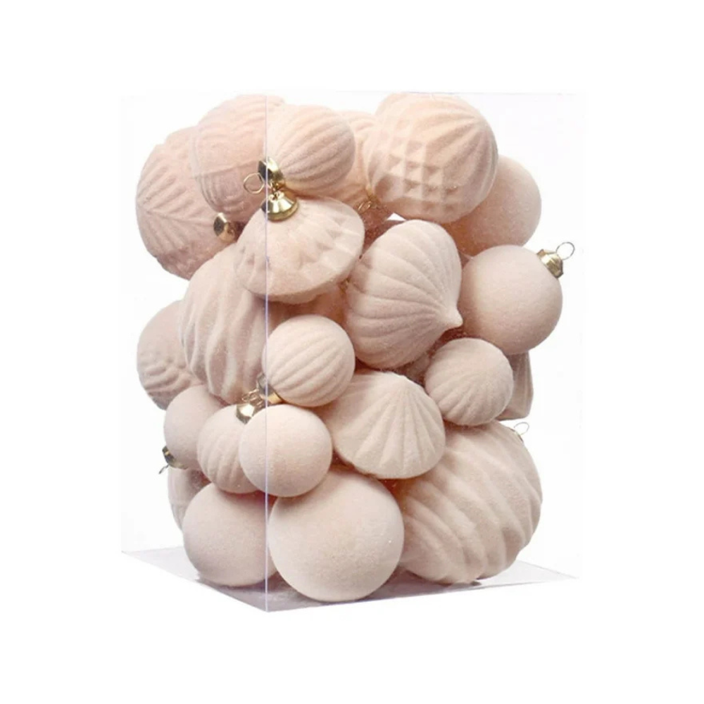 Súprava zamatových ozdôb - 35ks rôzne farby