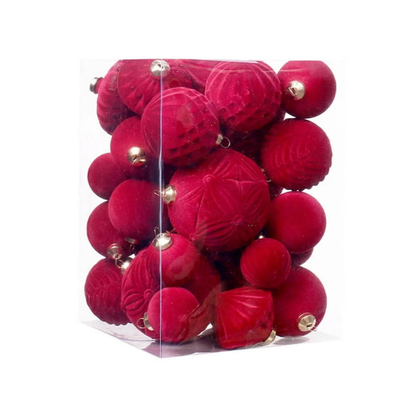 Súprava zamatových ozdôb - 35ks rôzne farby