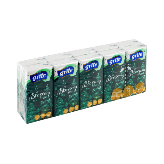 Grite – papierové vreckovky 3-vrstvové, Mint 10×10 ks