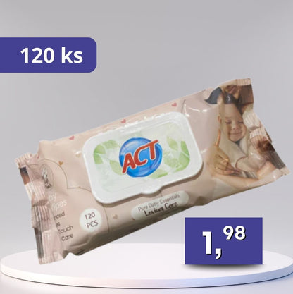 ACT - vlhčené obrúsky 120ks, rôzne druhy