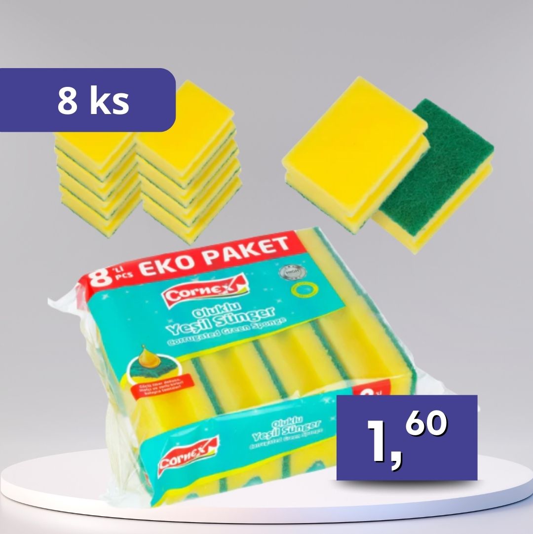 Cornex – kuchynské hubky žlté, balenie 8 ks