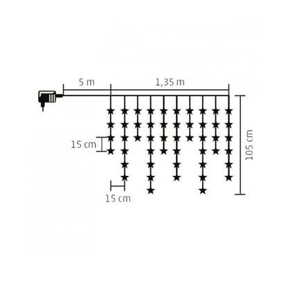 LED svetelný záves hviezda 1,35m, rôzne farby