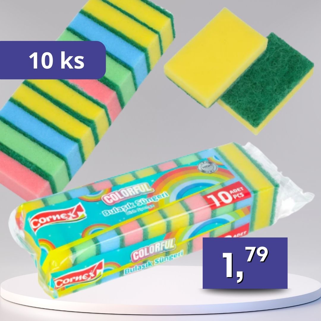 Cornex – kuchynské hubky dúha, balenie 10 ks