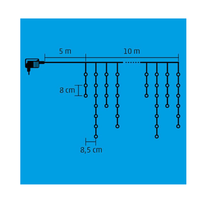LED svetelný záves blikajúci 10m