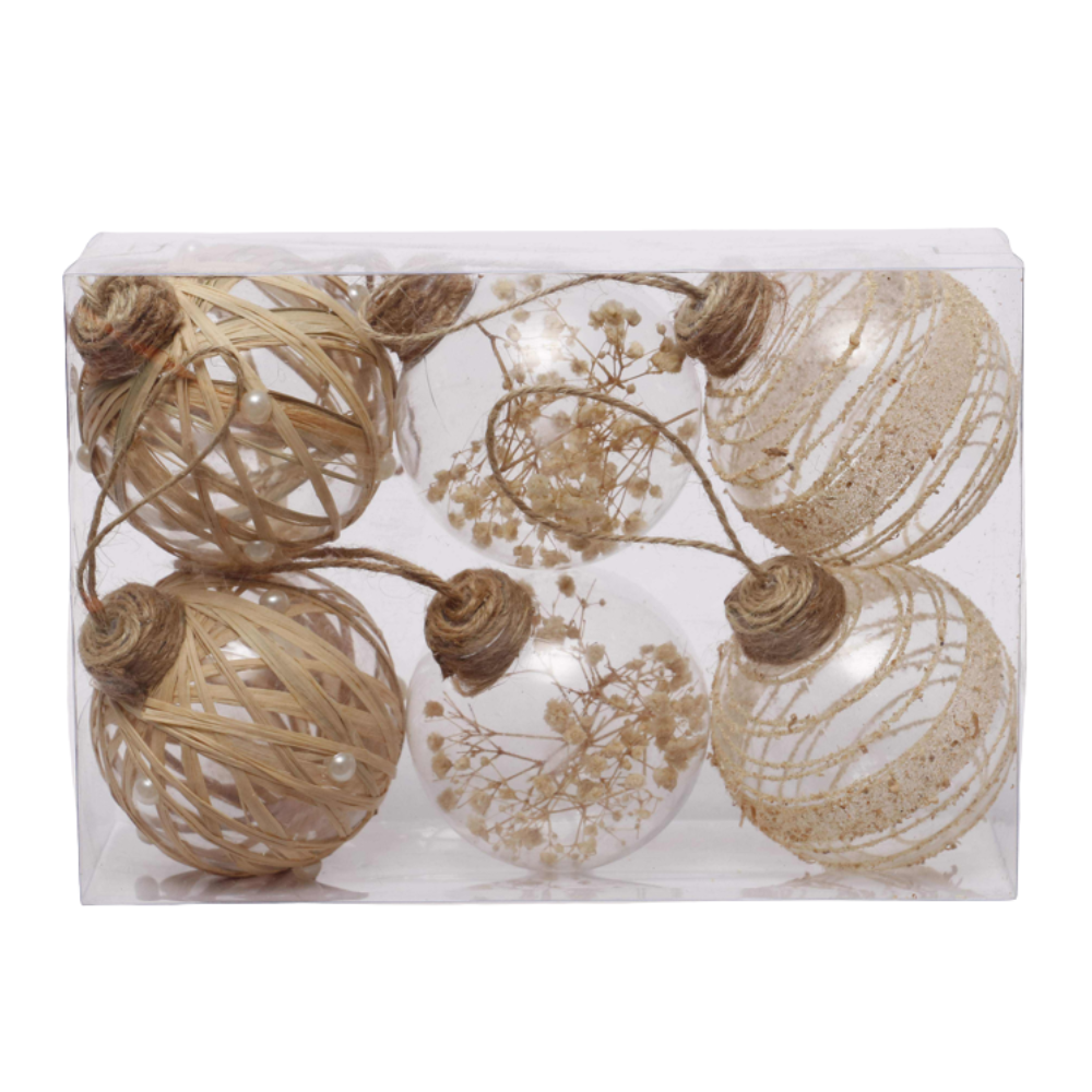 Sada vianočných gúľ - 6ks rôzne farby