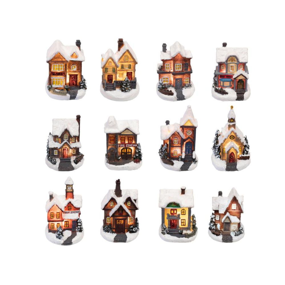 Zimné LED domčeky farebné, rôzne druhy