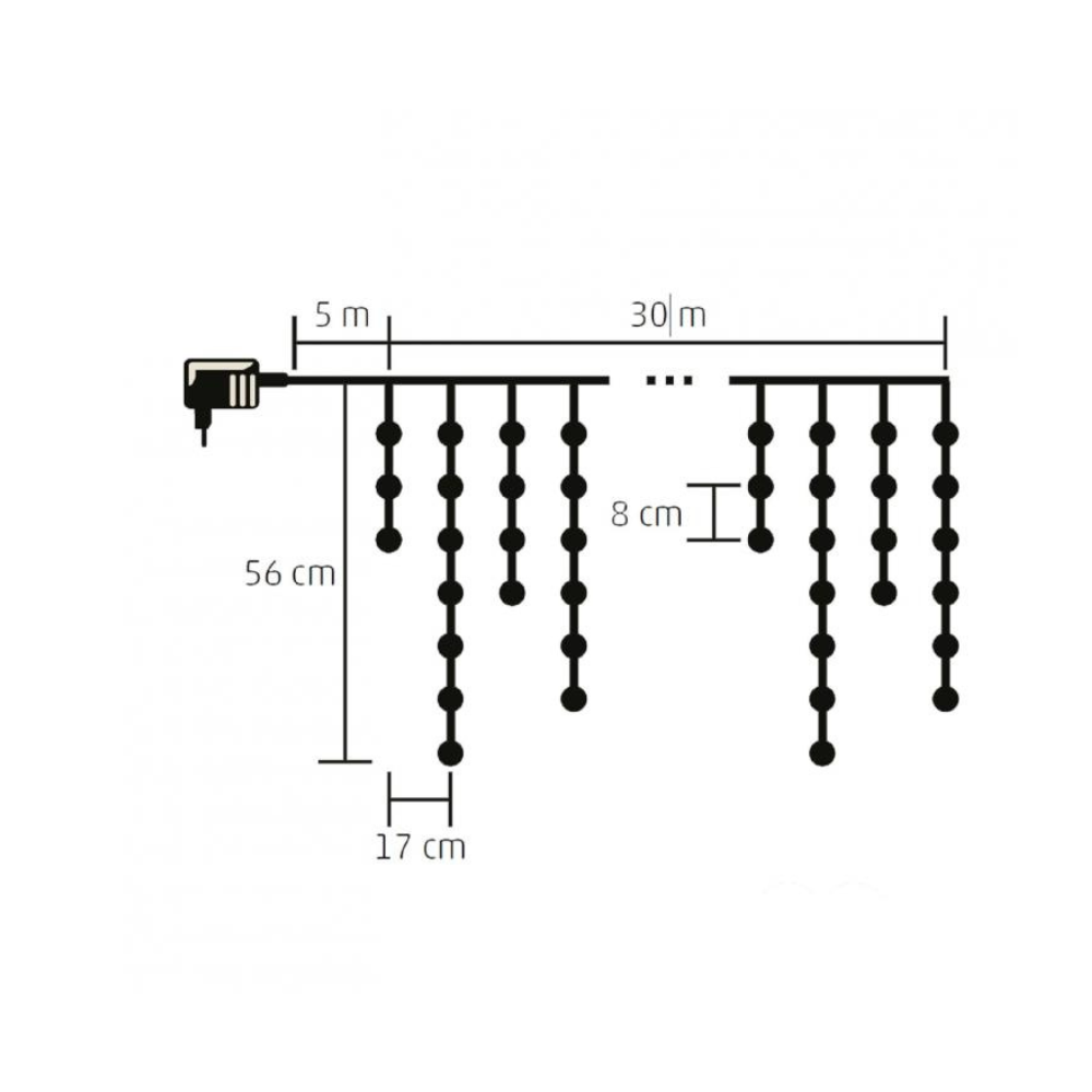LED svietiaci záves cencúľ 30m, rôzne farby
