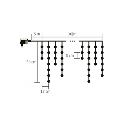 LED svietiaci záves cencúľ 30m, rôzne farby