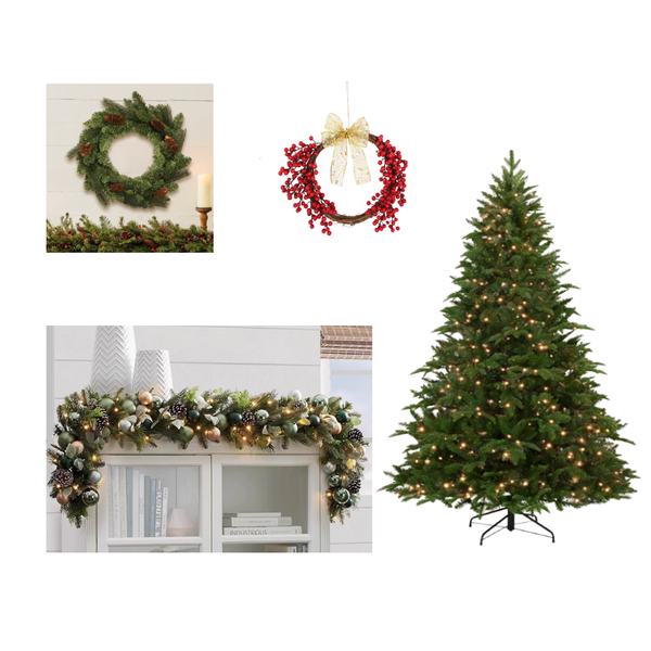 Vianočné stromčeky, girlandy a vence